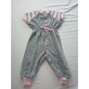Vintage Playskool Terry Cloth Jump Suit Infant 12 Months‎ (Large) Gray Pink